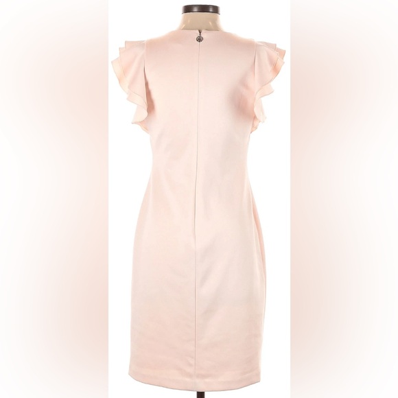 Tommy Hilfiger Blush Pink Scuba Sheath Dress with Flutter Sleeves - Picture 5 of 12